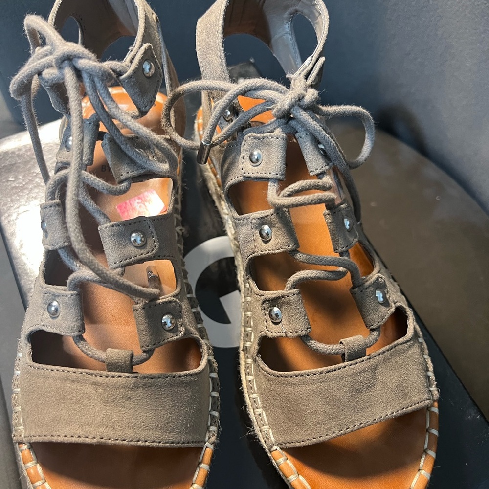 G by Guess Gray Lace-Up Sandals